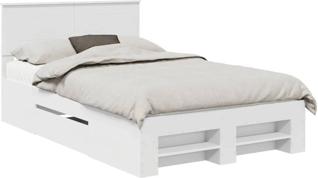 vidaXL Bettrahmen mit Kopfteil aus Holzwerkstoff in Weiß, B/T/H: 138 x 200 x 90 cm - Bild 1