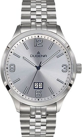 Dugena Herrenuhr, Quarz, Edelstahl, Silber, 42 mm, 10 ATM - Bild 1