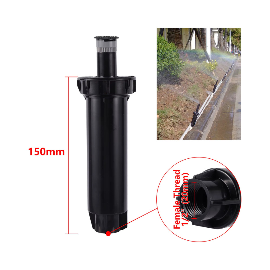 TOHONGADON Verstellbarer Pop-Up-Getriebe-Sprinklerkopf für Garten und Rasen mit 1/2 Zoll Anschluss - Bild 2