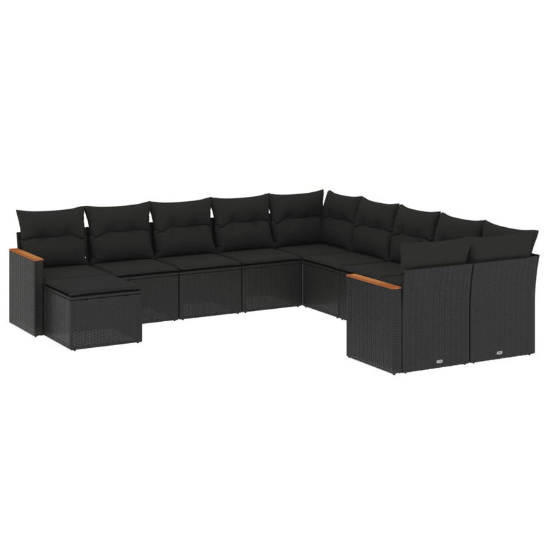Vidaxl Garten-Sitzgruppe aus schwarzem Rattan mit Kissen für Erwachsene im modernen Design - Bild 2
