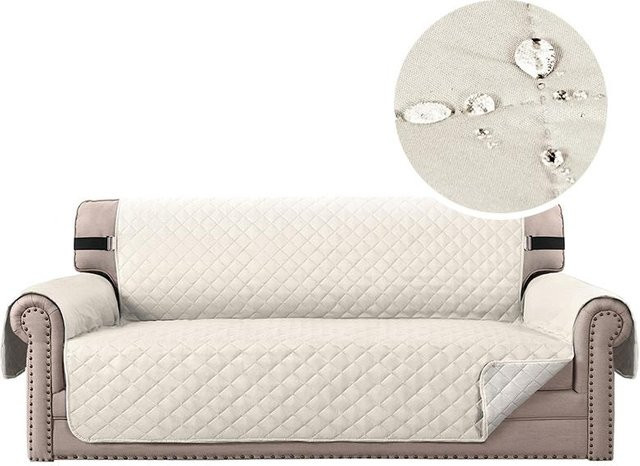 Lylyna Wasserdichter und rutschfester Sofabezug für 3-Sitzer, gesteppt und waschbar, Farbe: Beige - Bild 1