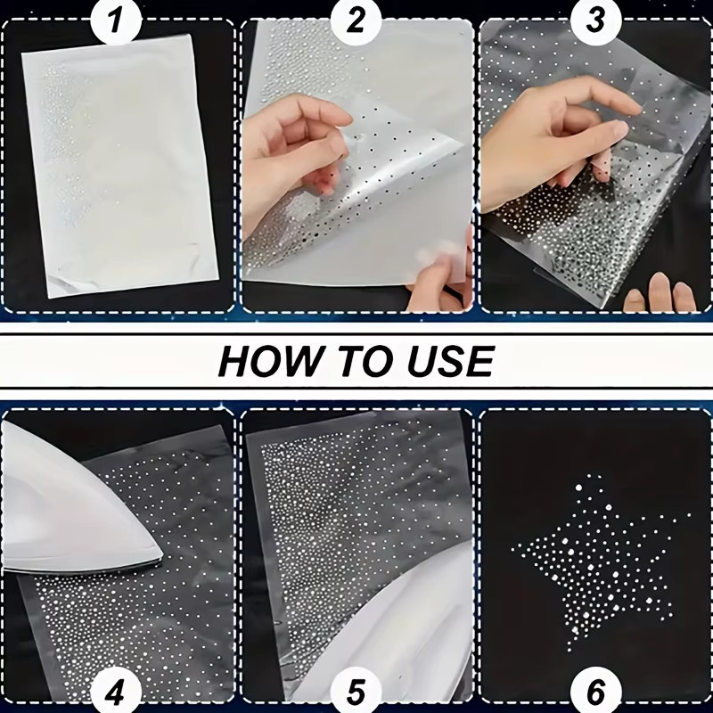 8 Blatt funkelnde DIY-Strass-Aufkleber in Silber zur wärmeaktivierten Dekoration von Kleidung - Bild 2