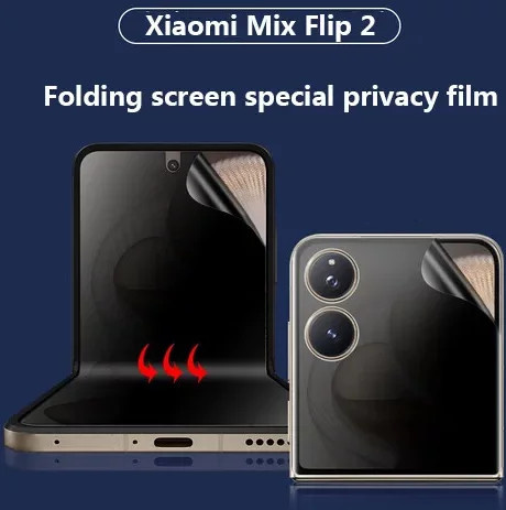 2-in-1 Privacy Anti Spy Schutzfolien-Set für Xiaomi Mix Flip 2 mit interner Folie und vorderer weicher TPU-Hydrogel-Schutzfolie, transparent - Bild 1