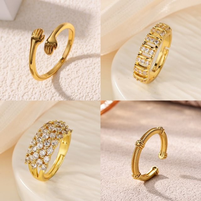 Ring HPTOTMG, 18 Karat vergoldet, Zirkonia, Blumendesign, Damen - Bild 1