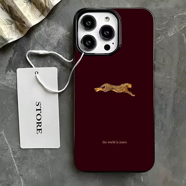 Handyhülle mit Leopardenmuster in Burgund für Apple iPhone Modelle - Bild 1