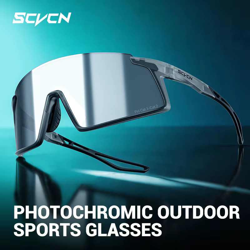 SCVCN Photochrome Sportsonnenbrille, Vollrand, Kunststoff, Unisex - Bild 2