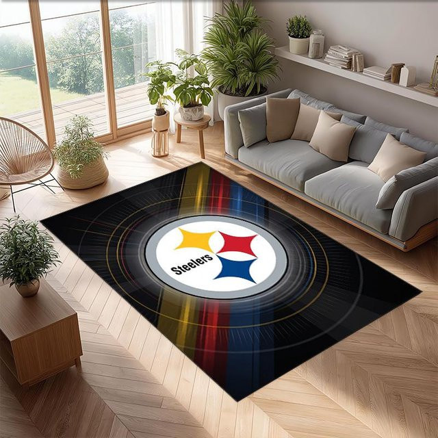 Pittsburgh Steelers Kristall Samt Teppich SoftVibe B, Schwarz, B: 80 cm, L: 120 cm - Bild 1