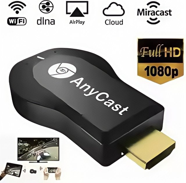 M2Plus Kabelloser Display-Adapter in Schwarz mit 4K UHD HDMI-Dongle für Bildschirmspiegelung von Handy und Tablet via AirPlay, DLNA und Miracast - Bild 1