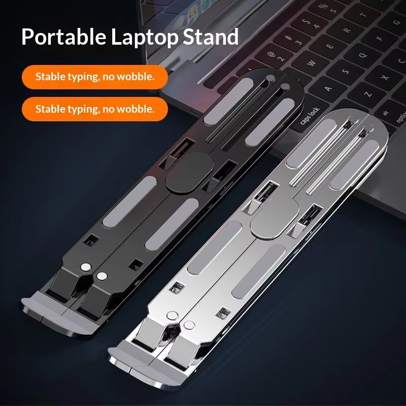 FC&EC Verstellbarer Laptop-Ständer aus Aluminium in Silver oder Pink, 10-stufige Höhenverstellung, faltbar und tragbar für 8-16 Zoll Laptops - Bild 1