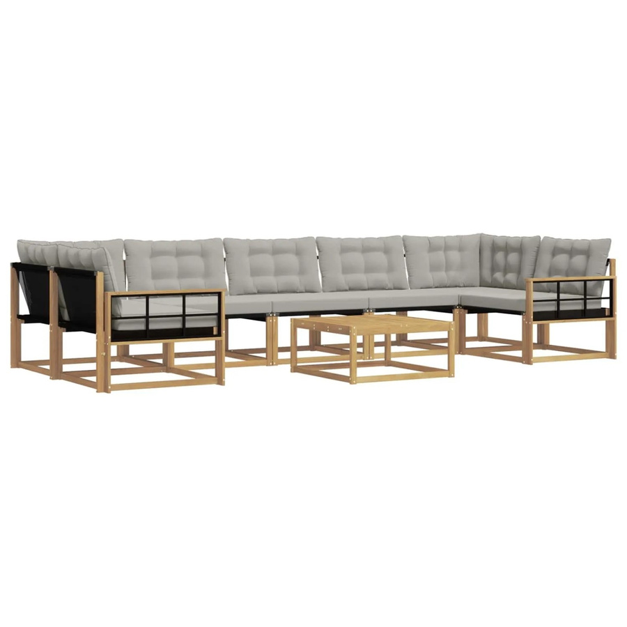 vidaXL Outdoor-Sofagarnitur 8-teilig in Weiß, Hellgrau und Braun mit Holzoptik, B/T/H: 79 x 79 x 37 cm - Bild 2