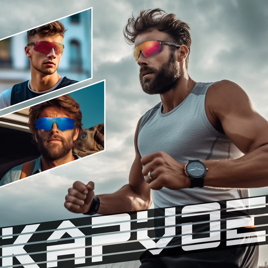 Kapvoe Sportsonnenbrille, Black, Herren, Kunststoff, Photo Chrome - Bild 4