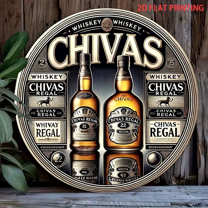 Chivas Regal Whiskey Bottles Wanddekoration aus Schmiedeeisen, runder Metallschild für Home Bar und Club, Durchmesser: 20 cm - Bild 4
