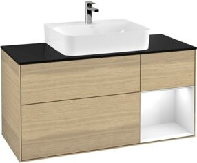 V&B Waschtischunterschrank Finion mit Wandbeleuchtung, Farbe Weiß und Eiche, Breite: 120 cm, Tiefe: 50,1 cm, Höhe: 50,1 cm - Bild 1