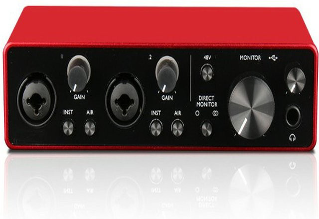 Bytelike USB-Audio-Interface in Rot, 2-Kanal, professionell, Plug & Play, für Studio und Live-Einsätze - Bild 1