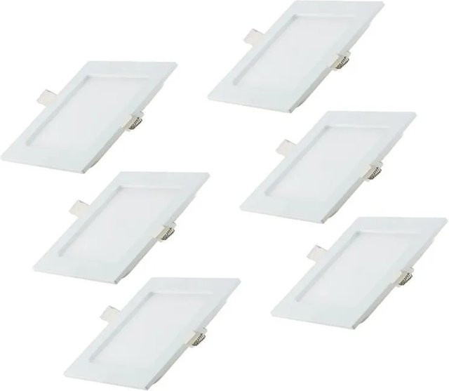 LUXULA LED Downlight Einbauspot 6er Set, quadratisch, Weiß, IP44, CCT einstellbar - Bild 1