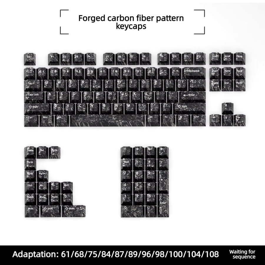 Letter Drive Tastenkappen mit Carbonfaser-Textur und seitlichem Druck, OEM-Profil, kompatibel mit magnetischen Schaltern für mechanische Tastaturen, Schwarz/Weiß - Bild 6