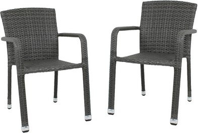 Garden Pleasure Stapelstuhl GETAFE aus Aluminium und Polyrattan in Grau, Breite: 57 cm, Höhe: 82 cm - Bild 1