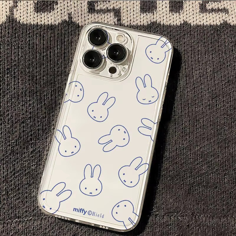 Miffy Cartoon Handyhülle für Samsung Galaxy S21 S22 S23 S24 S25 S26 Ultra Plus Note10 Transparent mit blauen Linien aus TPU - Bild 2