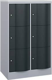 C+P Schließfachschrank Resisto mit 2 Abteilen und 6 Fächern, Weißaluminium/Anthrazitgrau, B: 77,2 cm, T: 54,0 cm, H: 125,5 cm - Bild 1