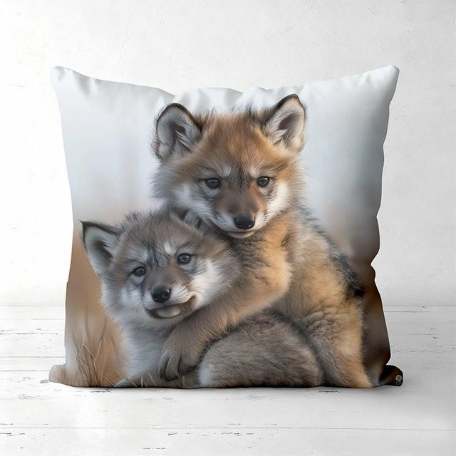 JMG Clothing Kissenbezug mit Wolfsmuster in Weiß, Polyester, B/H: 50 x 50 cm - Bild 1
