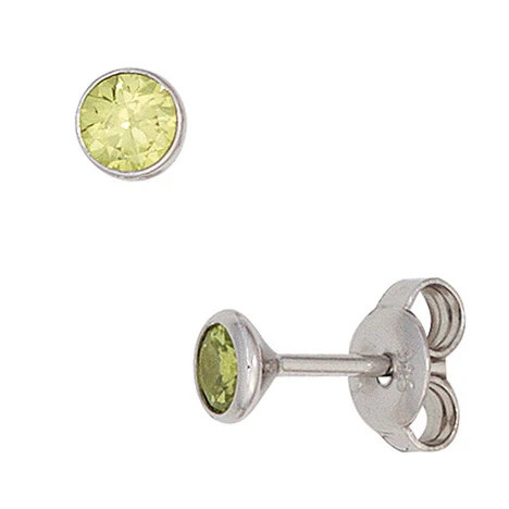 Colfem Ohrstecker 925 Silber, Zirkonia, hellgrün, Unisex - Bild 1