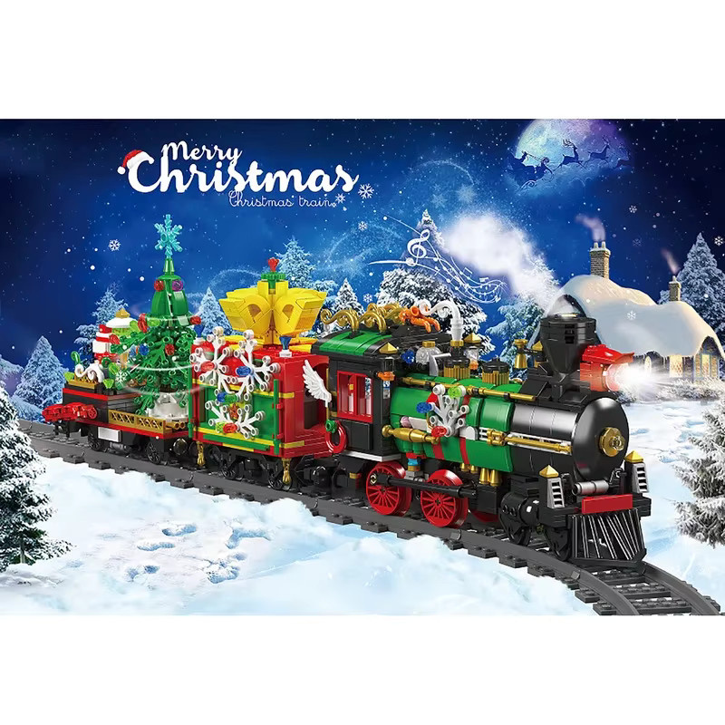 XMWL Weihnachtszug Baukasten, RC Eisenbahn, mit simuliertem Rauch und Musik, 1457 Teile - Bild 4