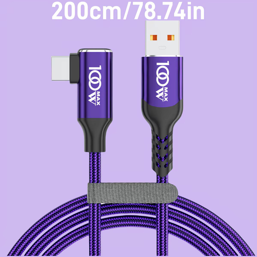 Lila USB-C auf USB-A Ladekabel aus geflochtenem Nylon, langlebiges USB-C Kabel für verschiedene Geräte - Bild 6