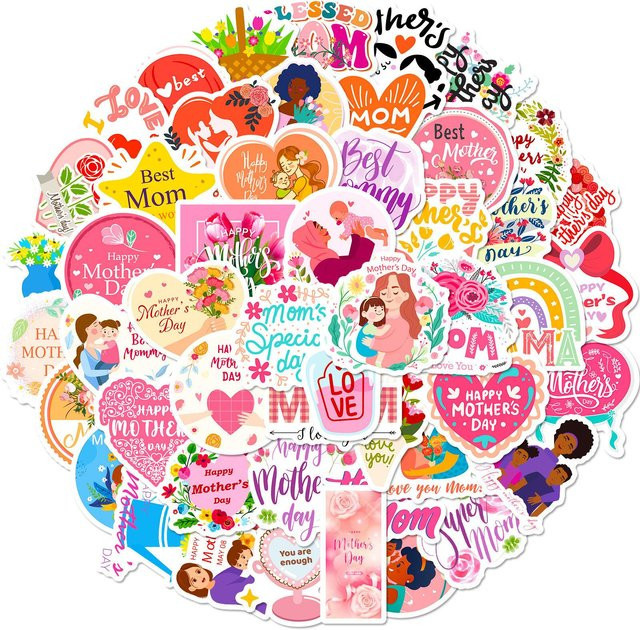 50 Ich Liebe Dich Mutter Aufkleber mit Blumenstrauß Motiv in Mehrfarbig - Bild 1