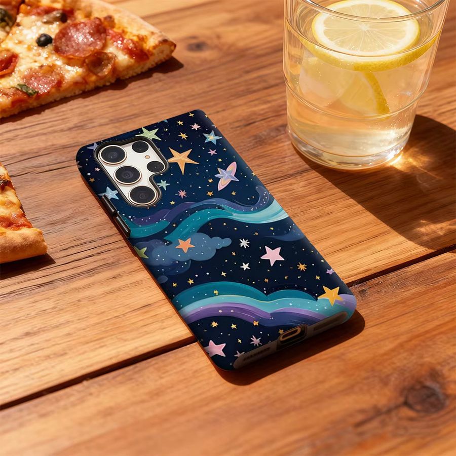 Pastell Star Waves Handyhülle für Samsung Galaxy S25 Ultra, S24 und S23 Ultra Plus, stoßfeste doppellagige Rückseite, Multicolour - Bild 3
