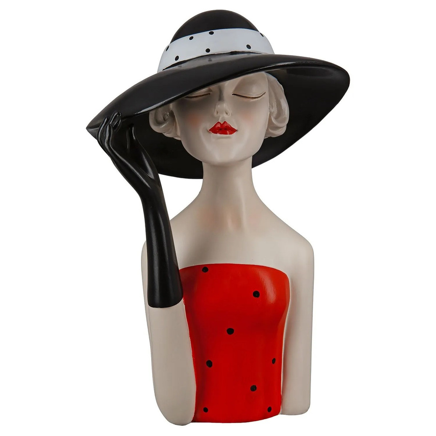Gilde Figur Lady mit schwarzem Hut in Rot und Schwarz, Höhe: 29,5 cm, Breite: 19,5 cm - Bild 2