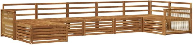 vidaXL Outdoor-Sofagarnitur aus Akazie in Natur mit 7 Teilen im Latten-Design - Bild 1
