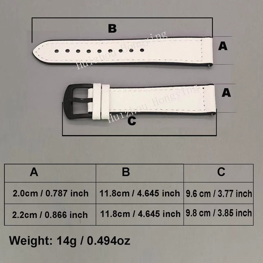 Uhrenarmband Leder, 20 22mm, Weiß - Bild 5