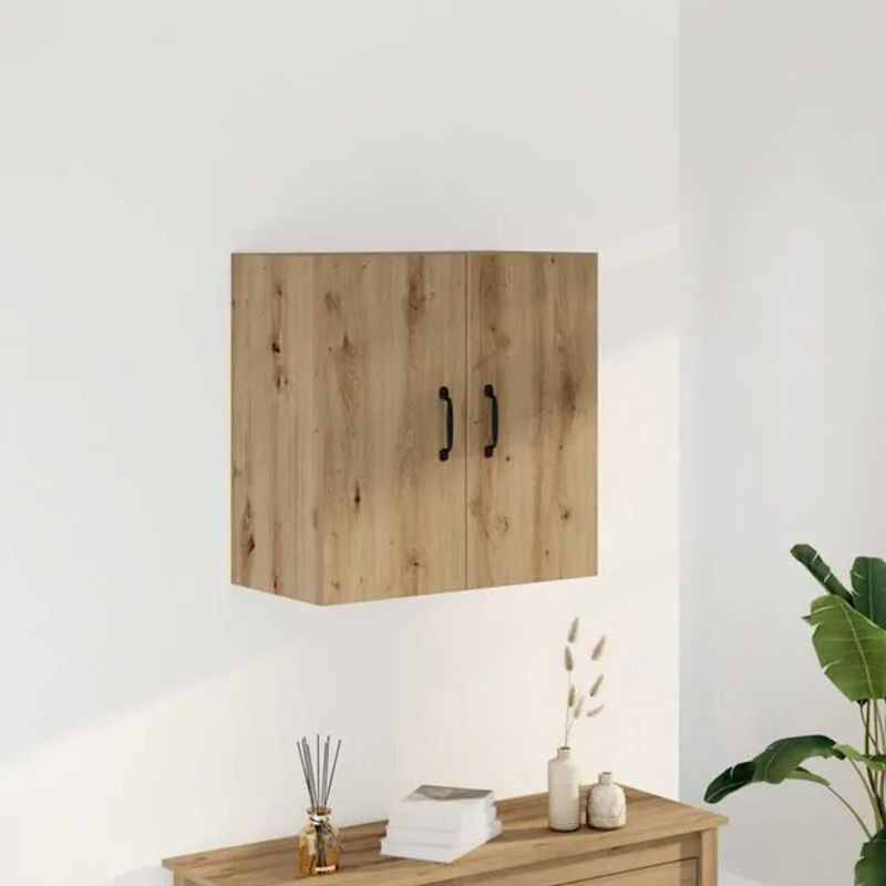 Wandschrank Vidaxl in Eiche Natur und Beige aus Holzwerkstoff mit Drehtüren, Skandinavisch Modern, B/T/H: 60 x 31 x 60 cm - Bild 1