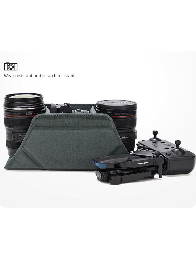 QISEMIAN Digitalkameratasche für DSLR in Grau, stoßfeste Aufbewahrungstasche mit dicker Innenfütterung und unterteilten Fächern - Bild 6