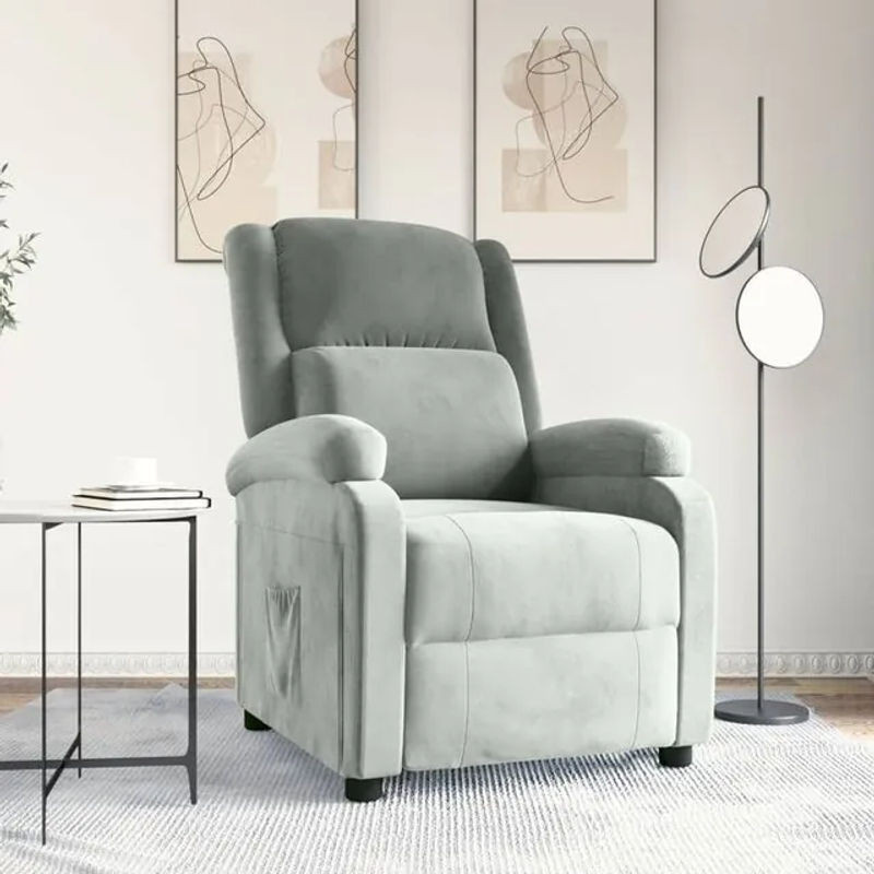 Vidaxl Relaxsessel aus Samt in Grau mit Metallgestell im modernen Design - Bild 1