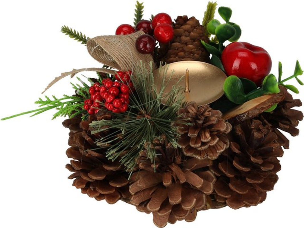 HOME STYLING Becher als rustikale Weihnachtsdeko in Braun und Rot, Höhe: 15 cm - Bild 1