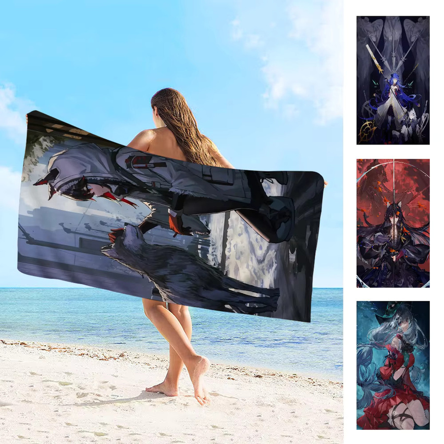 A-Arknights Strandtuch für Mädchen, buntes Mikrofaser-Badetuch, schnell trocknend und sandfrei - Bild 3