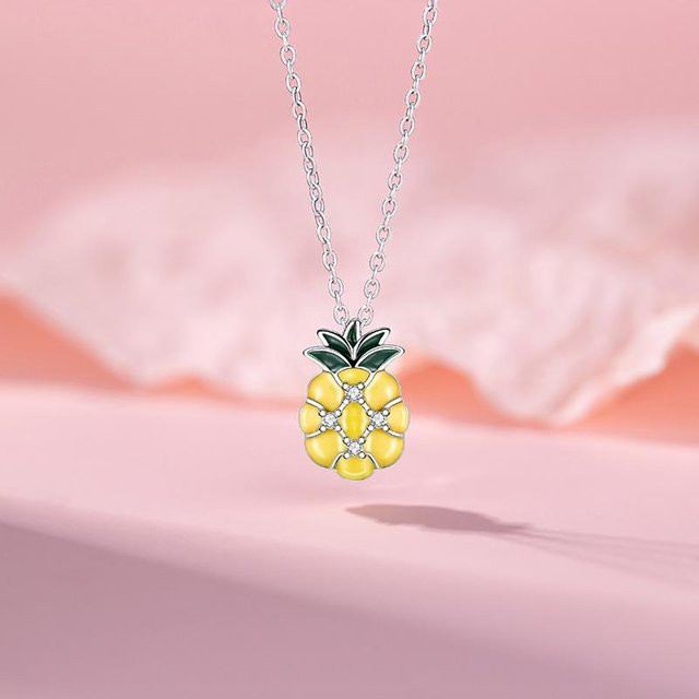 Lucky Star Jewelry Halskette Ananas, Edelstahl, Weiß, Zirkonia, Damen - Bild 1