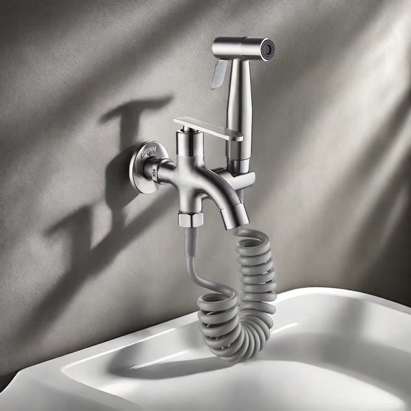 YISENLUO Bidet-Sprühset aus 304 Edelstahl in Silber, Multifunktionales WC-Sprühgerät mit Handbrause und Hochdruck-Duschkopf - Bild 2