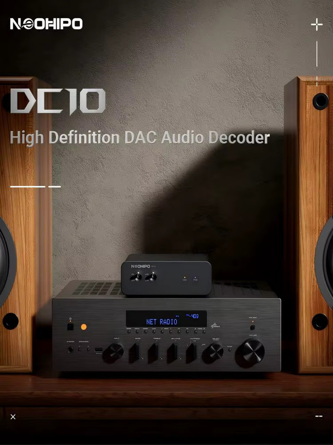 NEOHIPO DC10 Hi-Res USB DAC Decoder in Schwarz mit ES9028Q2M Chip, unterstützt DSD256/768kHz, 116dB SNR, USB, Koaxial und Optischer Eingang zu RCA-Ausgang - Bild 6