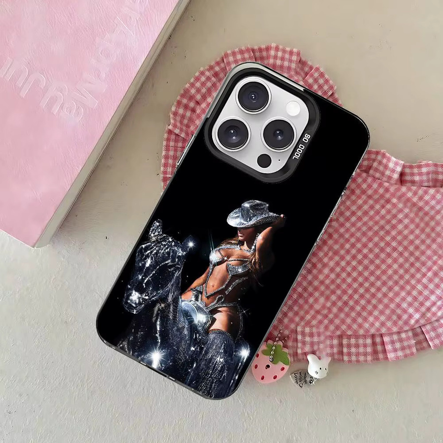 Musikmädchen B-BeyonceS Handyhülle für Apple iPhone 11 bis 17 Pro Max Plus, stoßfeste Rückseite, Farbe: Silber - Bild 5