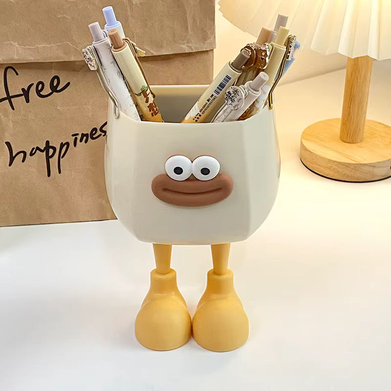 Kreative Desktop Aufbewahrungsbox aus Kunststoff als DIY Ornament und Stifthalter in Creme und Rot - Bild 5