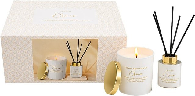 Dekohelden24 Duftset für Damen mit Duftkerze und Reed Diffuser in Weiß, B/T/H: 23 x 17 x 10 cm - Bild 1
