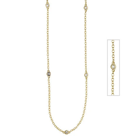 Colfem Halskette 925 Silber, gold vergoldet, 7 Zirkonia, 47 cm, Unisex - Bild 1