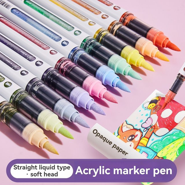 kissbuty Acryl Marker Set mit 10 bunten Stiften für Kunst, Graffiti und DIY-Projekte auf Stein, Glas oder Schuhen - Bild 1