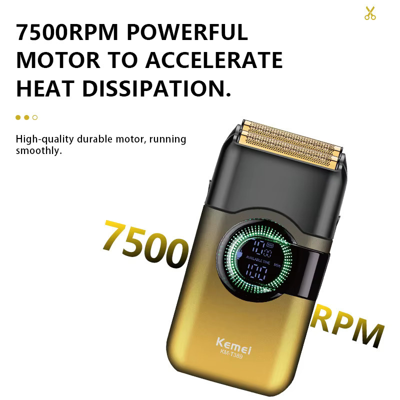 Kemei T389 Elektrischer Rasierer, Herren, Gelb-Gold - Bild 2