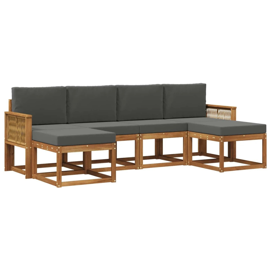 vidaXL Outdoor-Sofagarnitur aus Akazienholz mit Polstern in Anthrazit und Natur - Bild 2