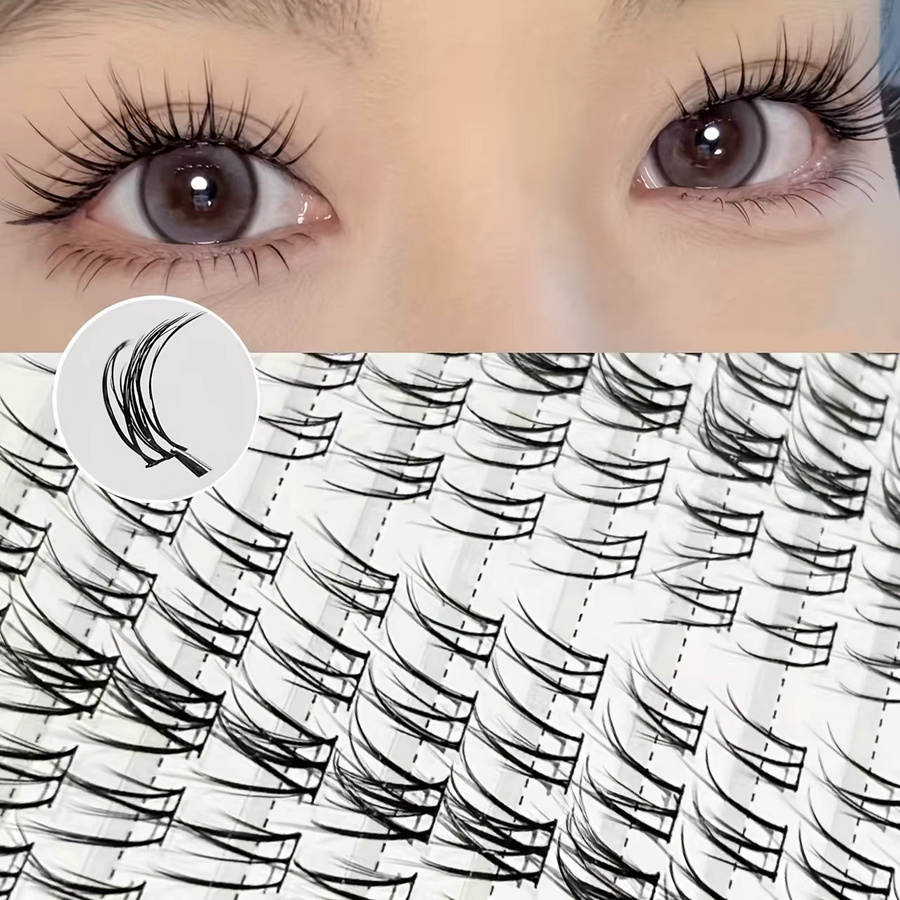 Herorange Segmentierte Thai-Style Oberwimpern, 100 Bündel, Schwarz, C-Curl - Bild 2