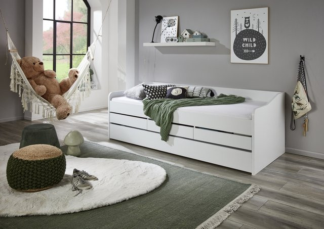 Relita Funktionsbett JILL in Weiß mit 3 Schubladen und Bettschublade, ohne Lattenrost, B/T/H: 90 x 200 x 72 cm - Bild 1