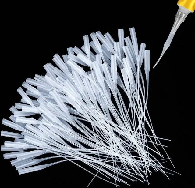 Präzisionsapplikator Klebespitzen aus Kunststoff für CA-Kleber, transparente Flaschenverlängerungsspitzen für Kunst, Handwerk und Labor, 50 Stück - Bild 1